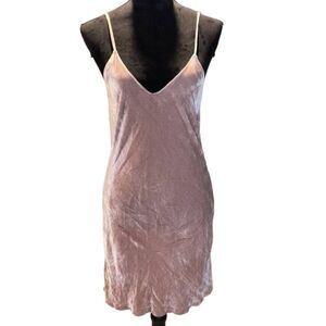 Reformation S Blush Pink Larson Velvet Mini Slip Dress